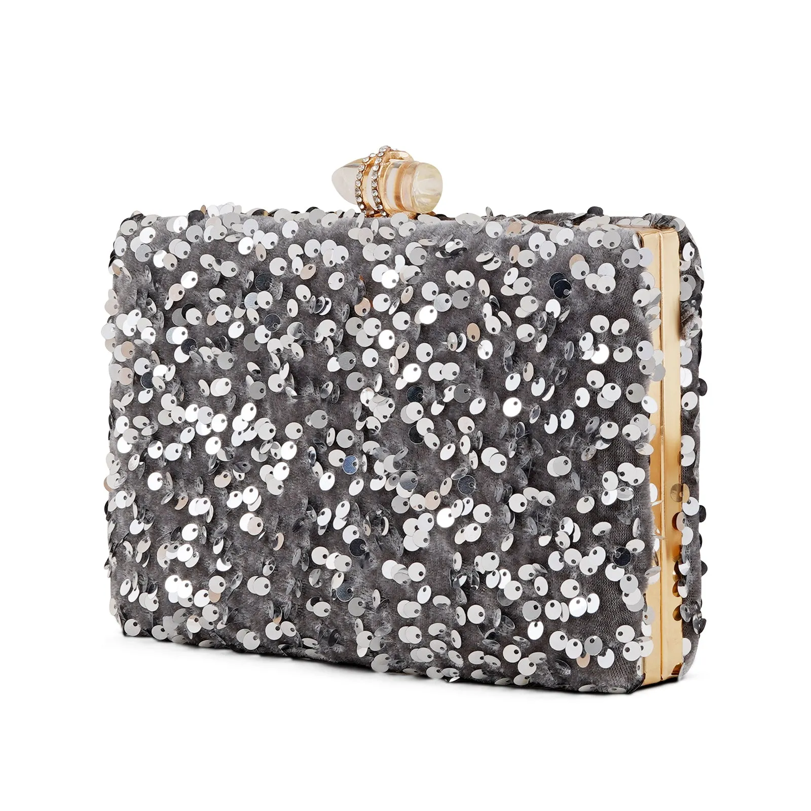 Naeva Silver Sequin Clutch