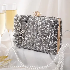 Naeva Silver Sequin Clutch