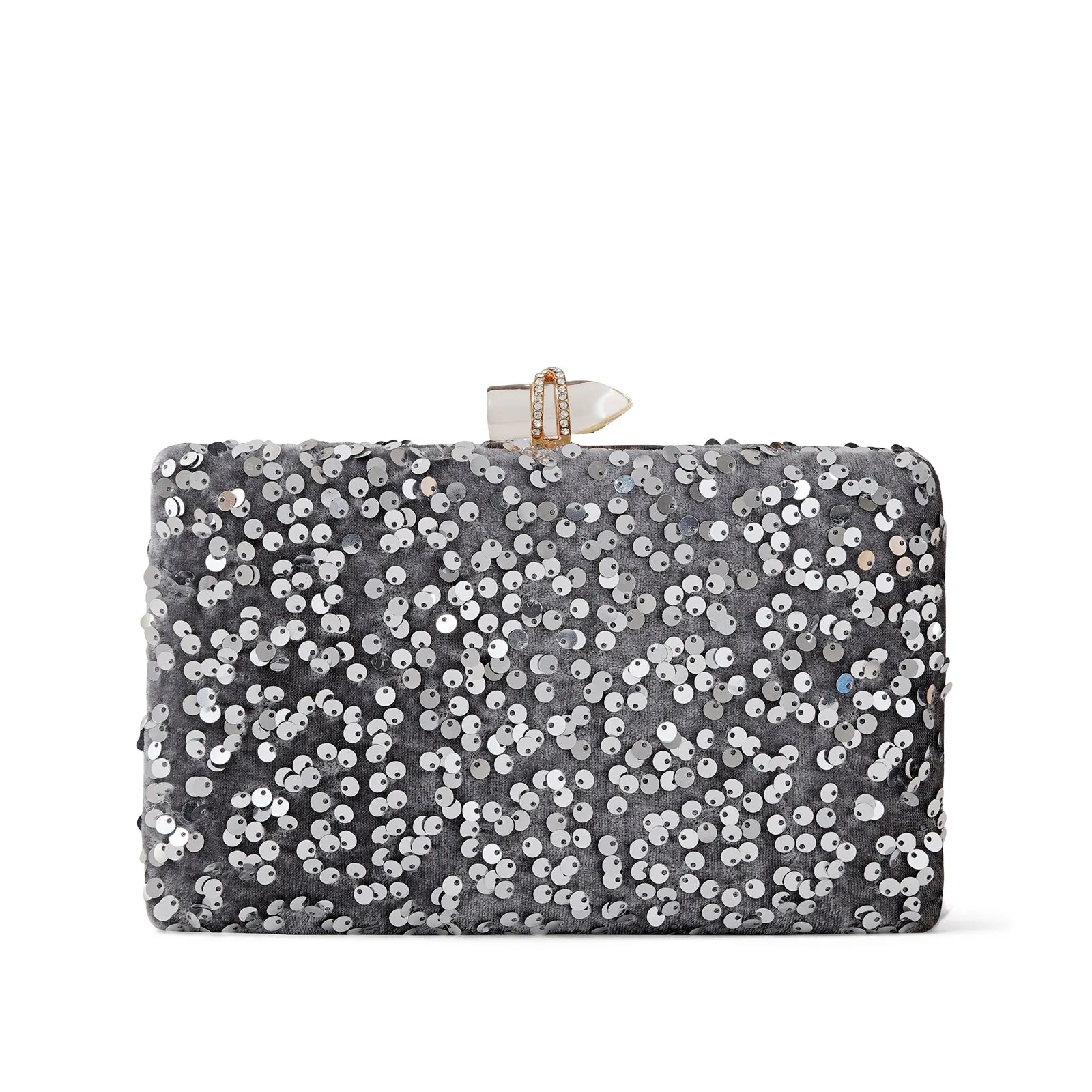 Naeva Silver Sequin Clutch