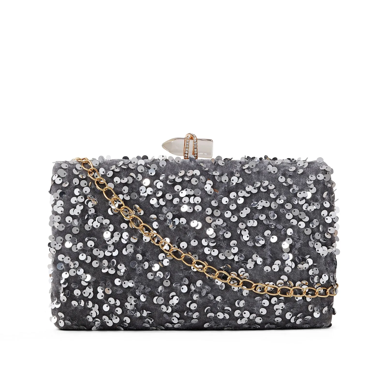 Naeva Silver Sequin Clutch