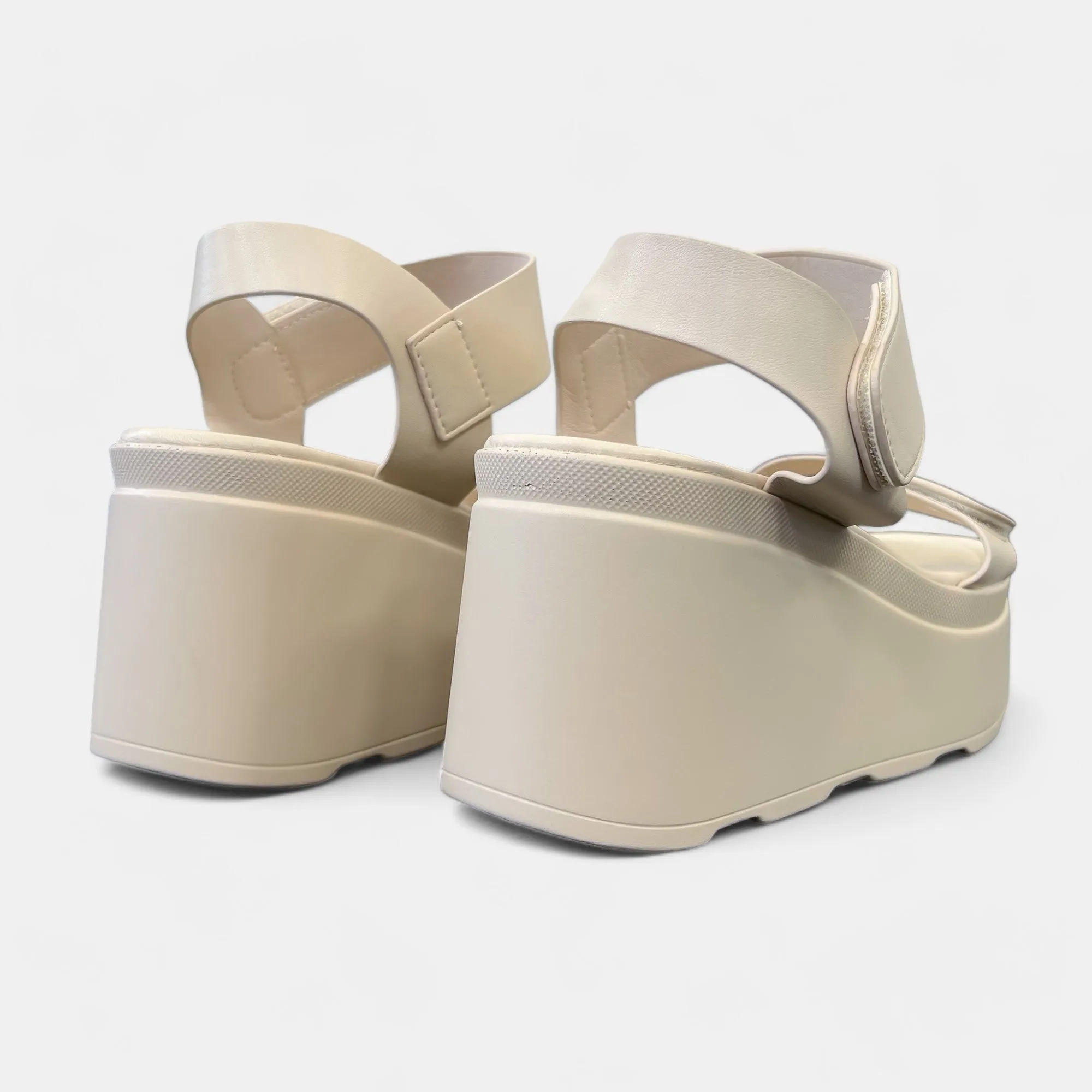 Natural Adjustable Straps Platform Sandals