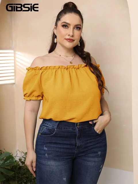 Off Shoulder Blouse Top - Yellow