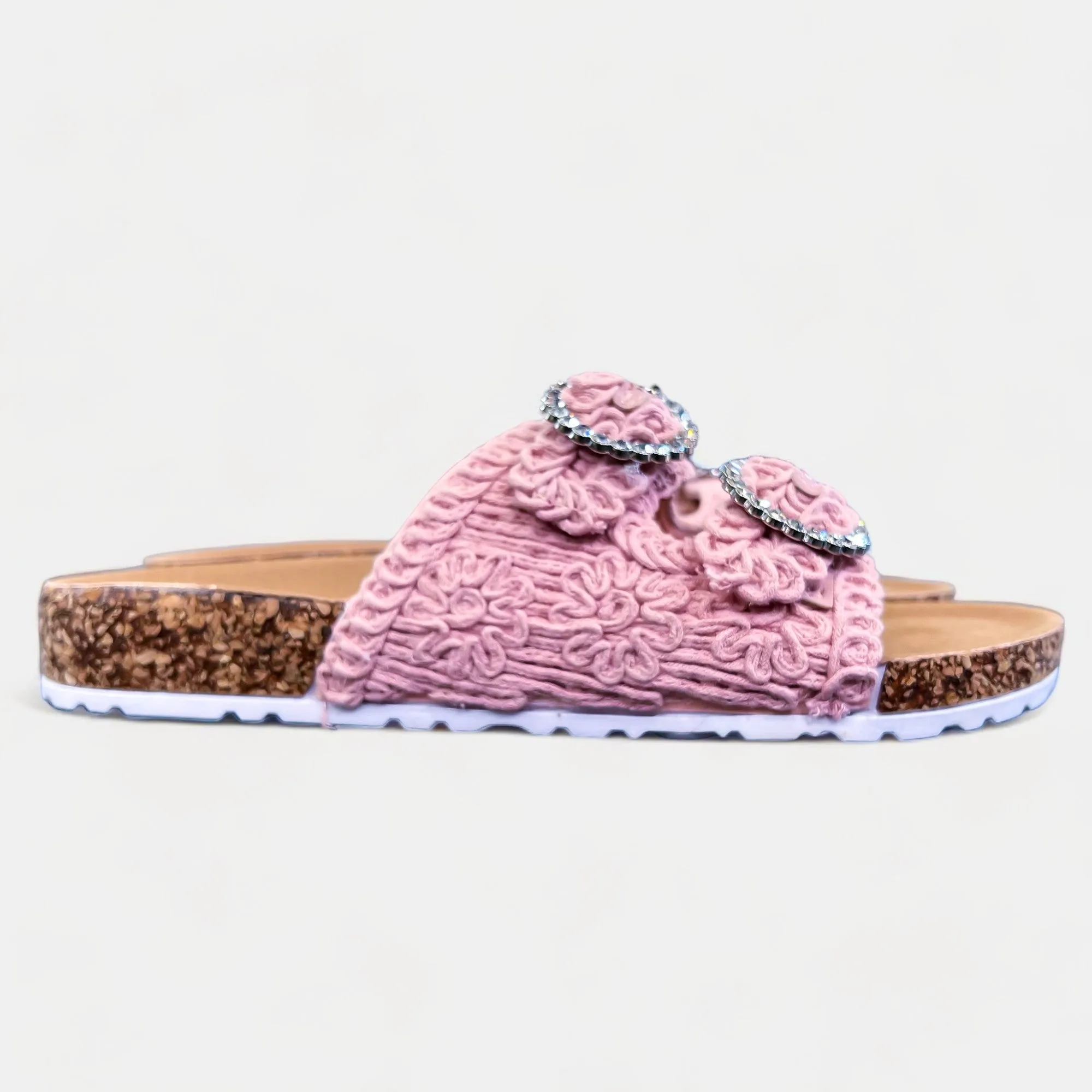 Pink Knit Slip On Sandals