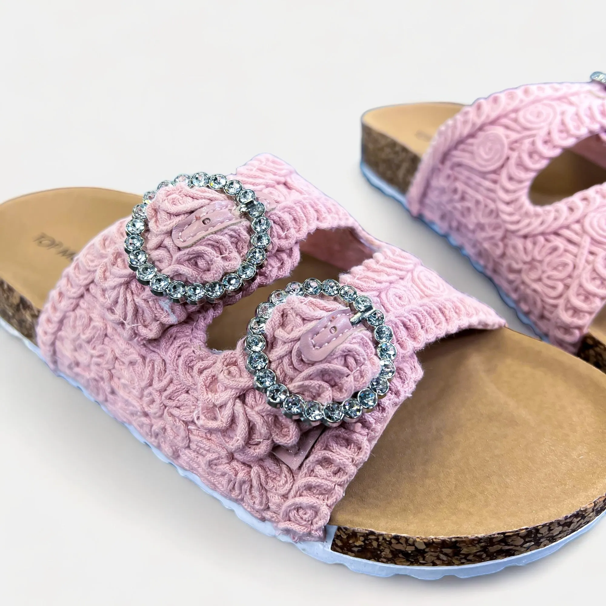 Pink Knit Slip On Sandals