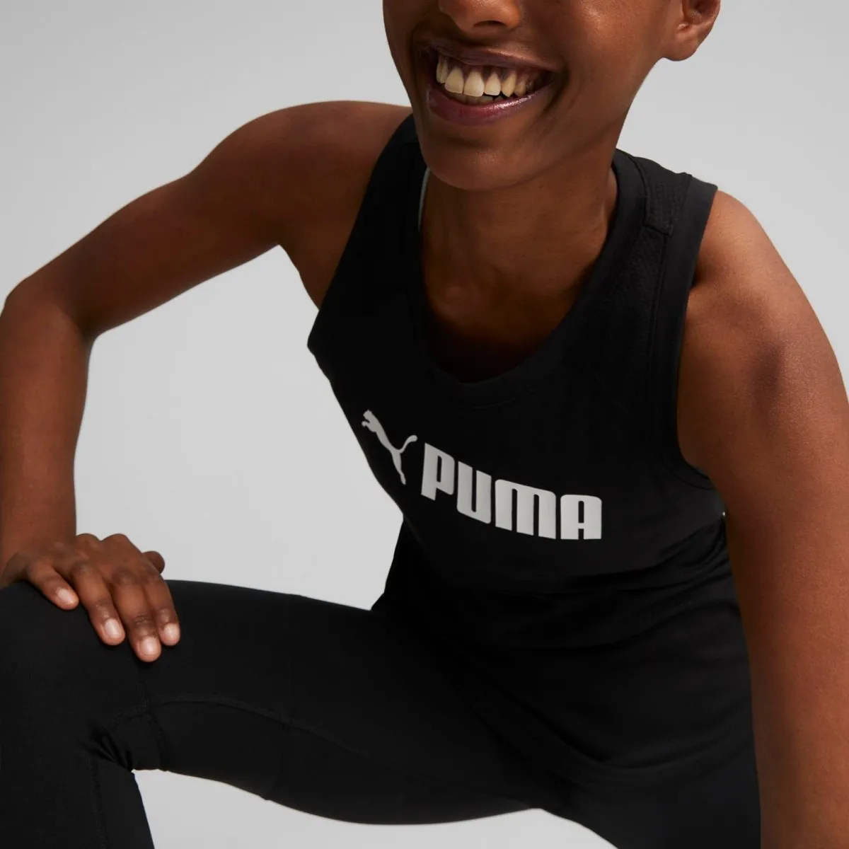 PUMA WOMEN'S FIT LOGO TRAINING BLACK SINGLET