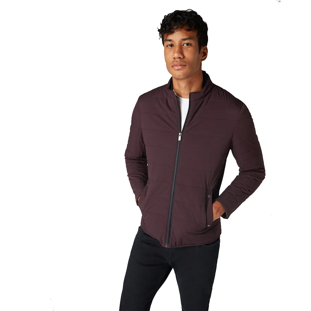 Remus Uomo Slim Fit Quilted Casual Coat - Wine