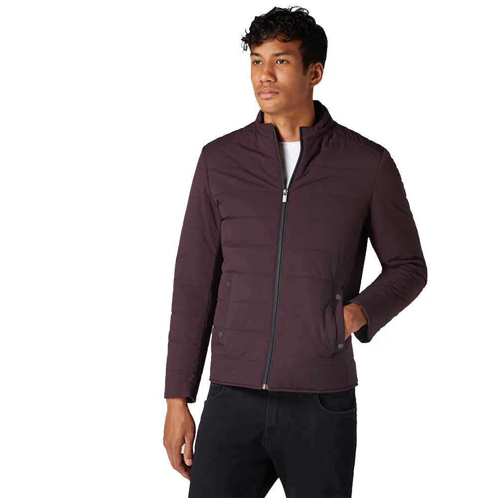 Remus Uomo Slim Fit Quilted Casual Coat - Wine