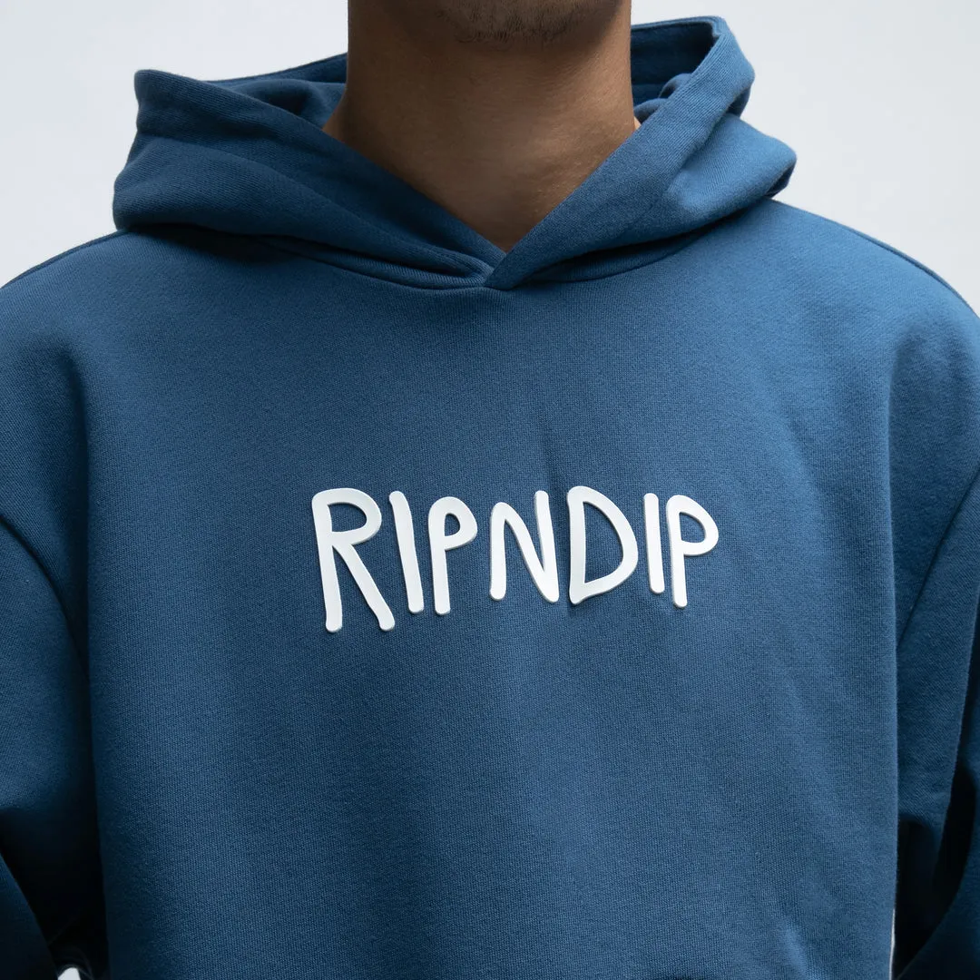 RIPNDIP RUBBER LOGO HOODIE-BLUE