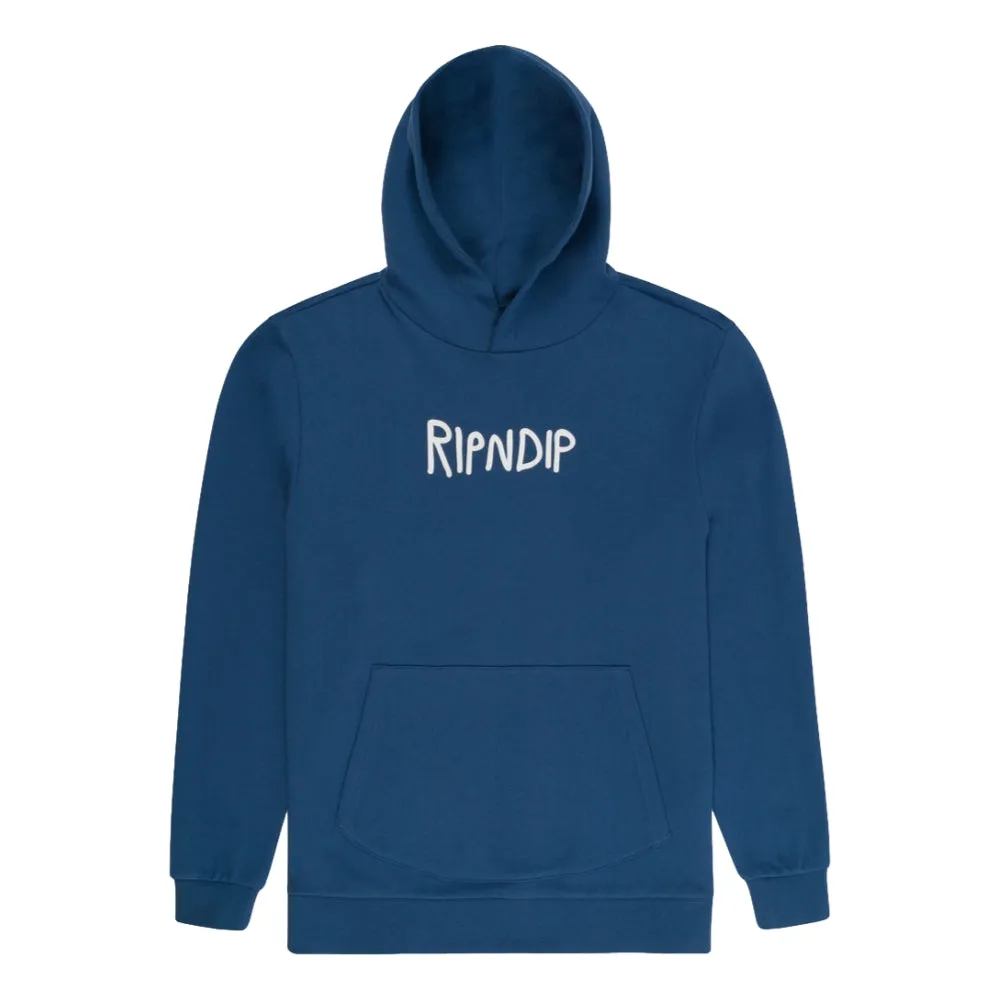 RIPNDIP RUBBER LOGO HOODIE-BLUE