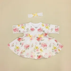 Ruffled NICU Dress & Headband Watercolour Floral