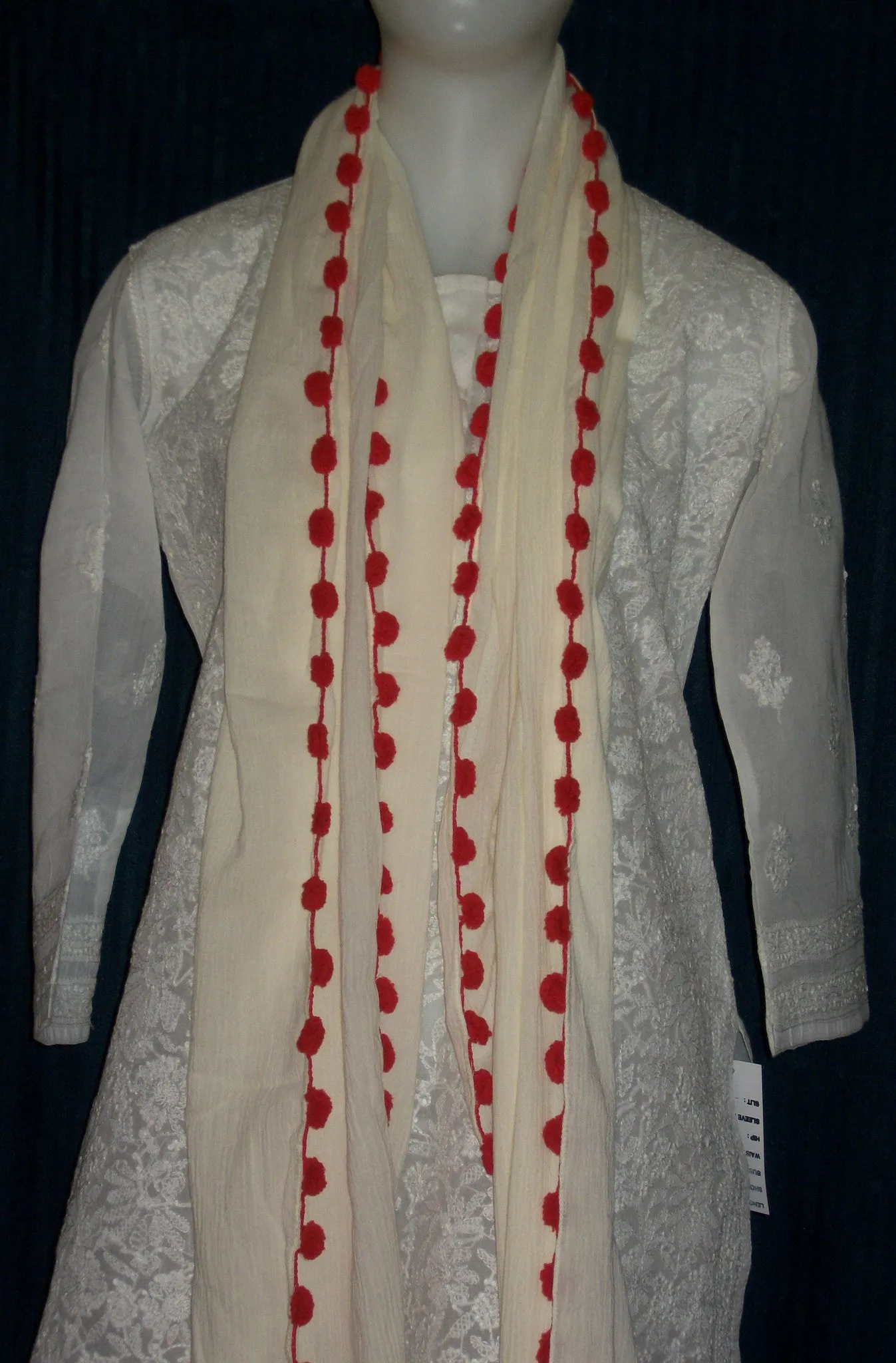 Scarf 1619 Cotton Stole Shawl Unbleached Dupatta