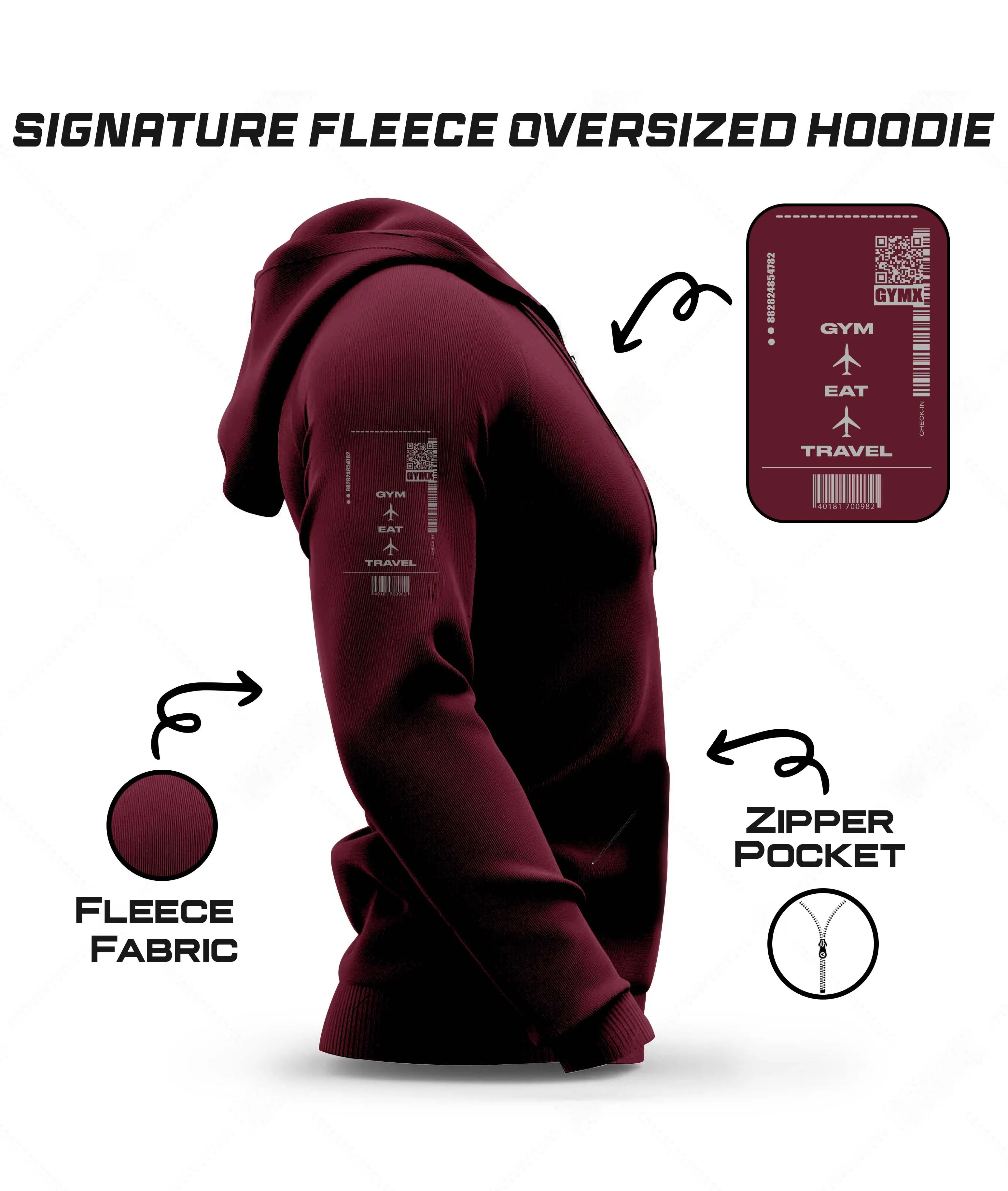 Signature Oversized GymX Hoodie: Sublime Maroon