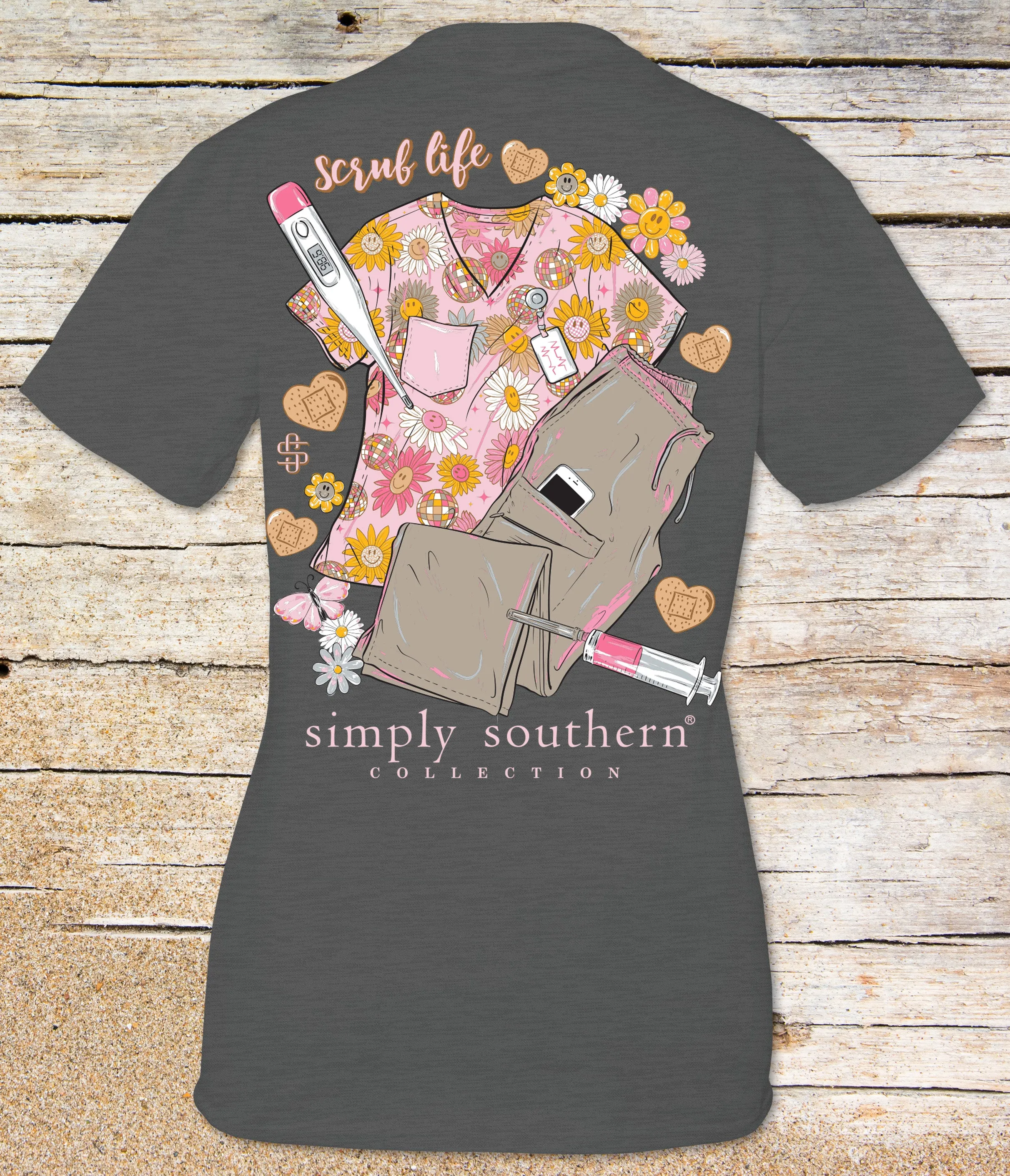 Simply Southern 'Scrub Life' Retro Floral Scrubs Tee