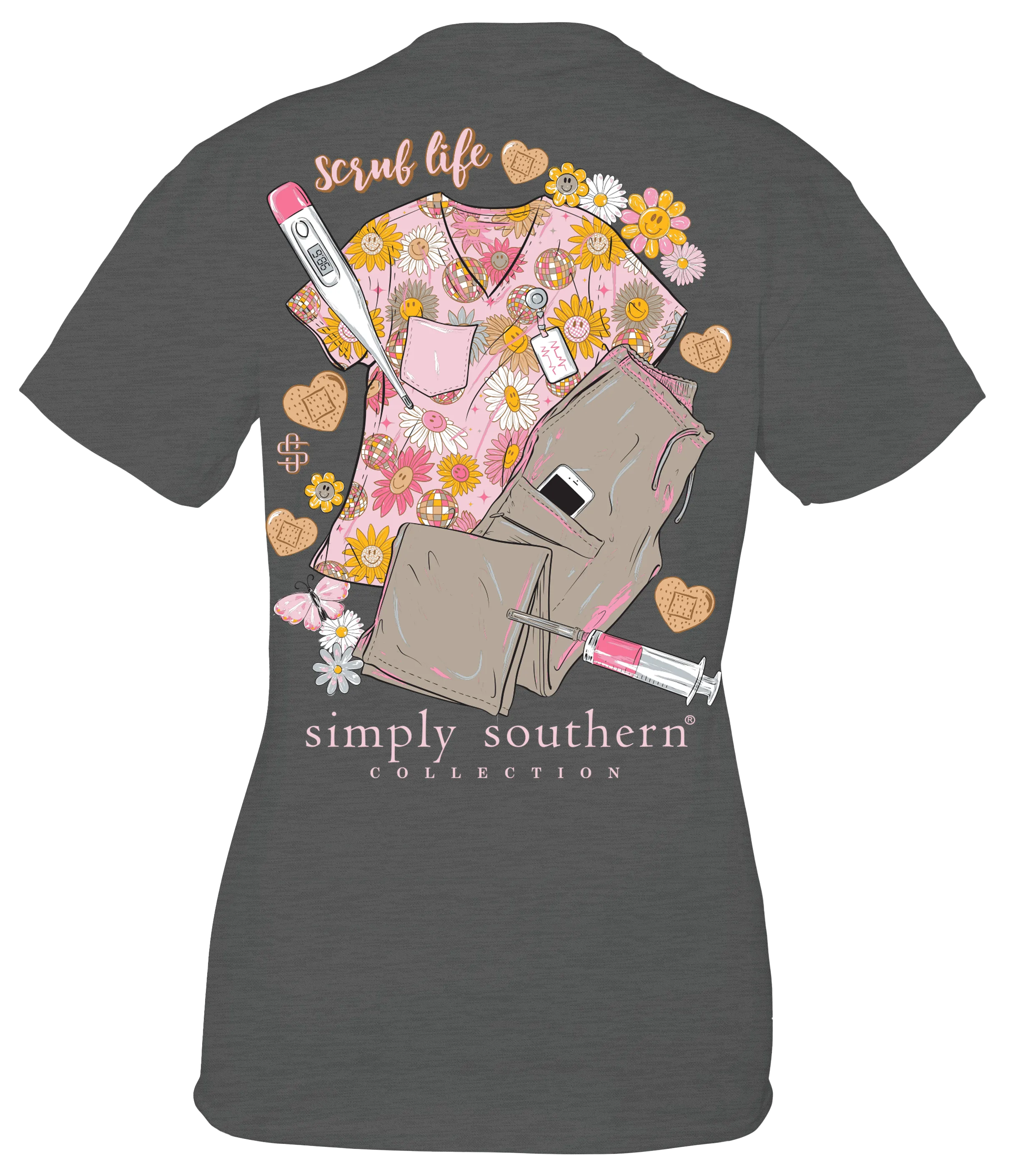 Simply Southern 'Scrub Life' Retro Floral Scrubs Tee