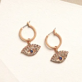 Sparkle Blue Evil Eye Hoops