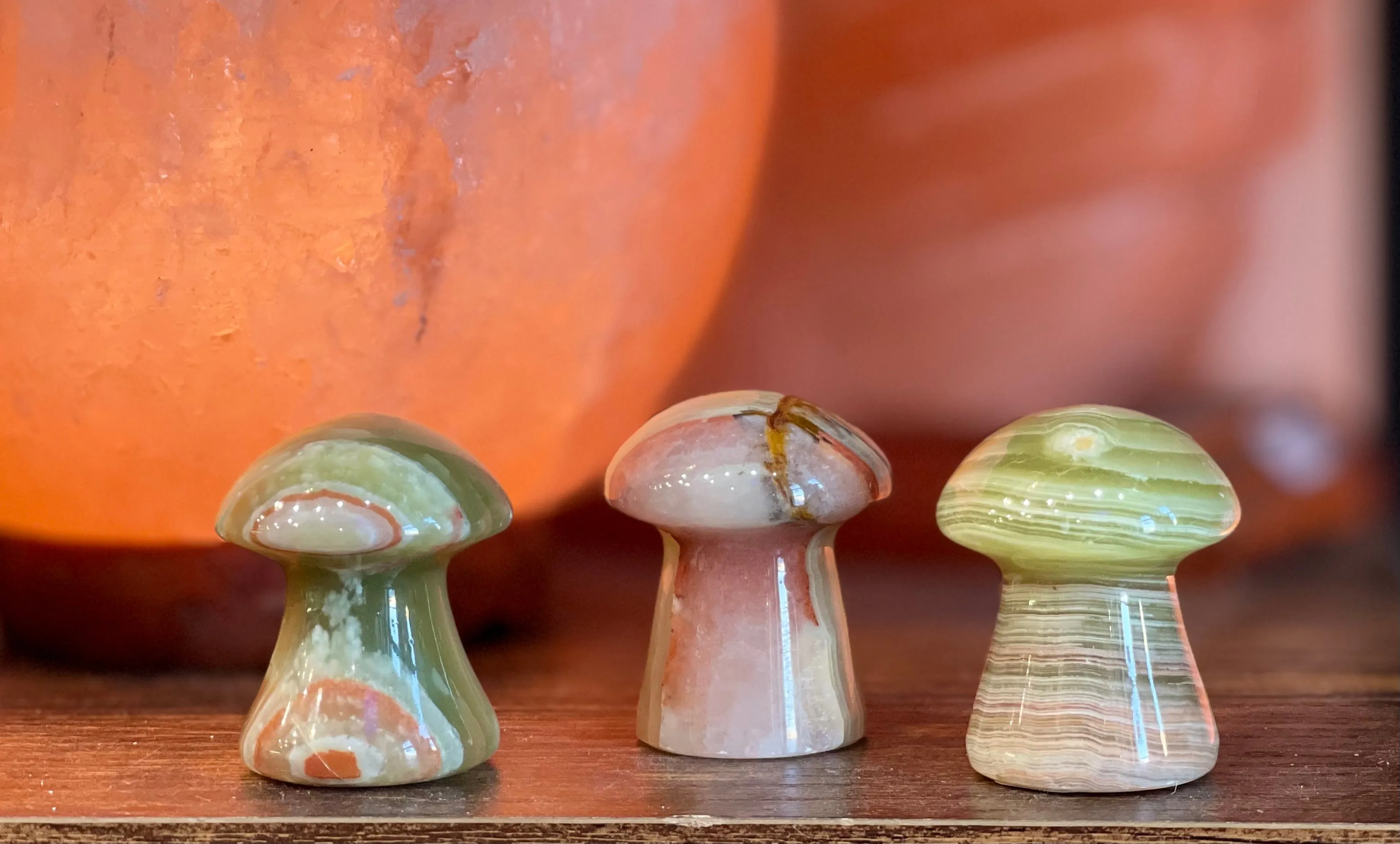 Striped Calcite mushrooms