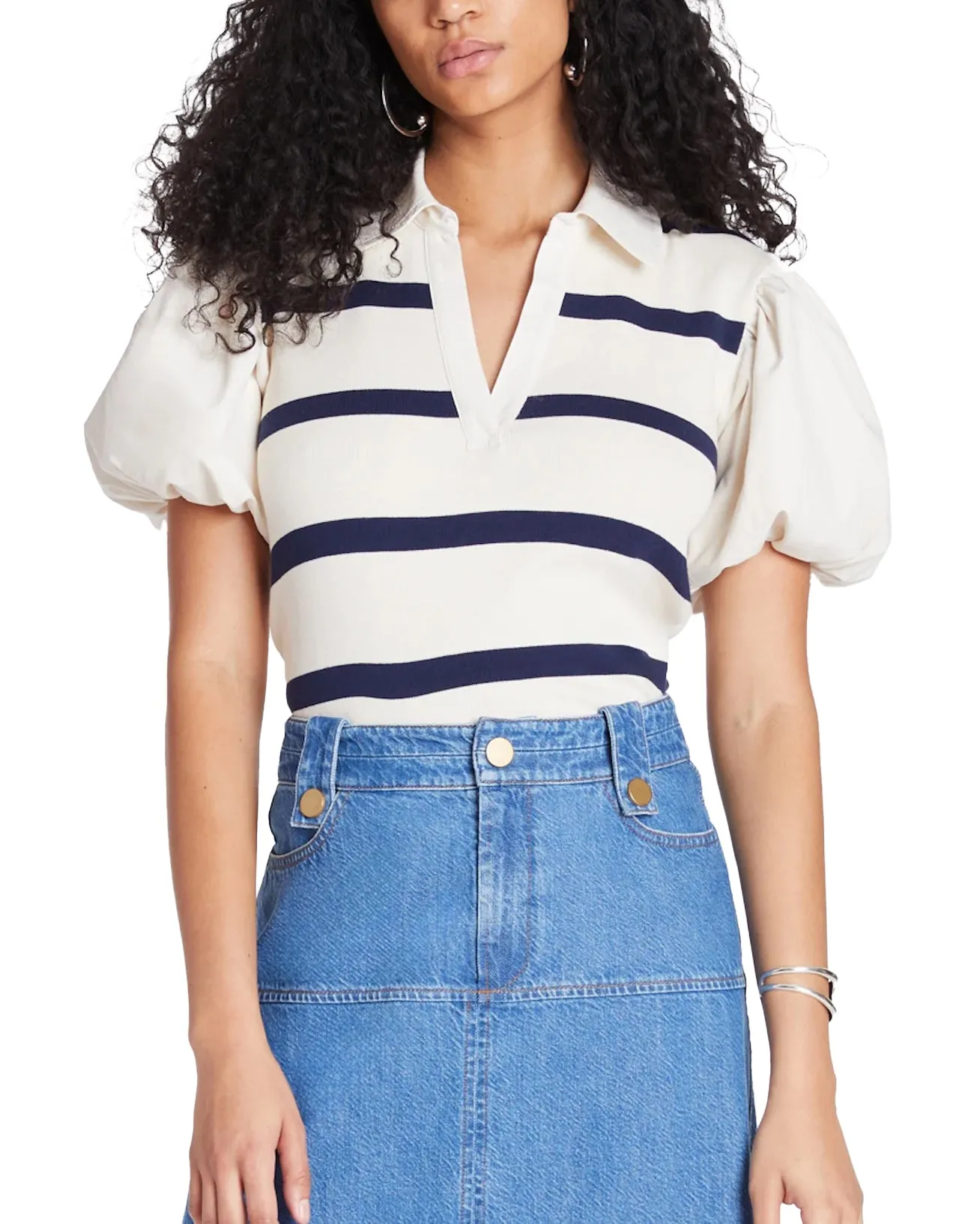 Striped Tory Top (Cream/Maritime Blue)