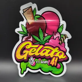 Top Bar 3.5g Gelato 41 Mylar Bags Die Cut