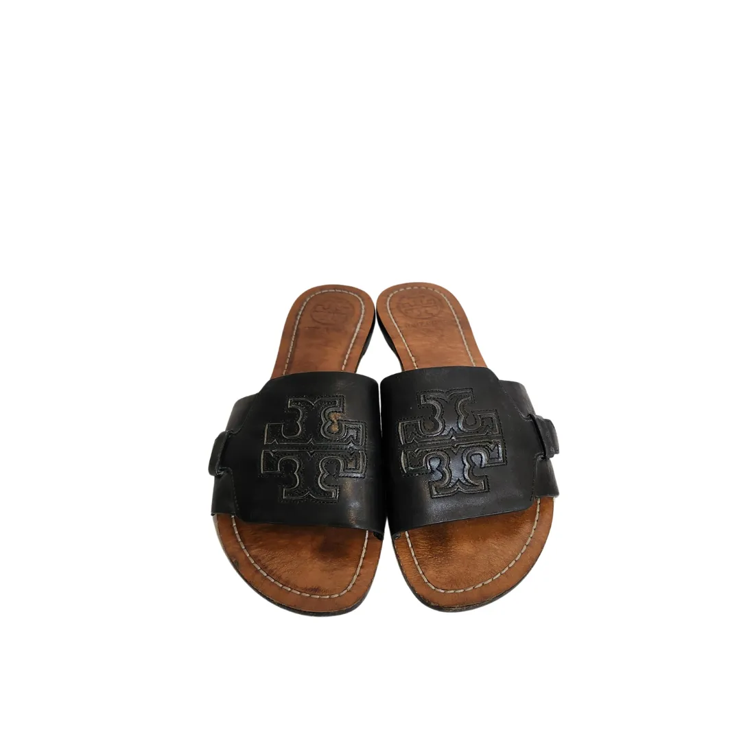 Tory Burch Black Leather Melinda Slides | Pre Loved |