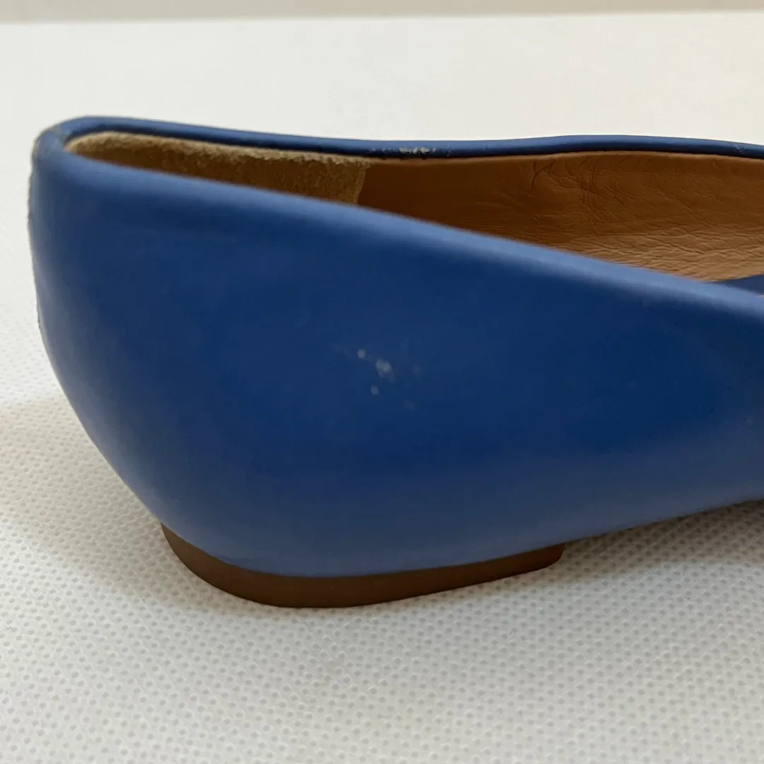 Tory Burch Blue Leather Lowell 2 Ballet Flats | Brand New |