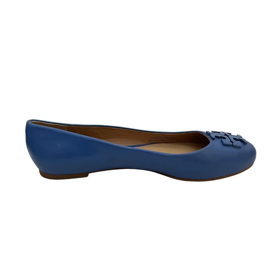 Tory Burch Blue Leather Lowell 2 Ballet Flats | Brand New |