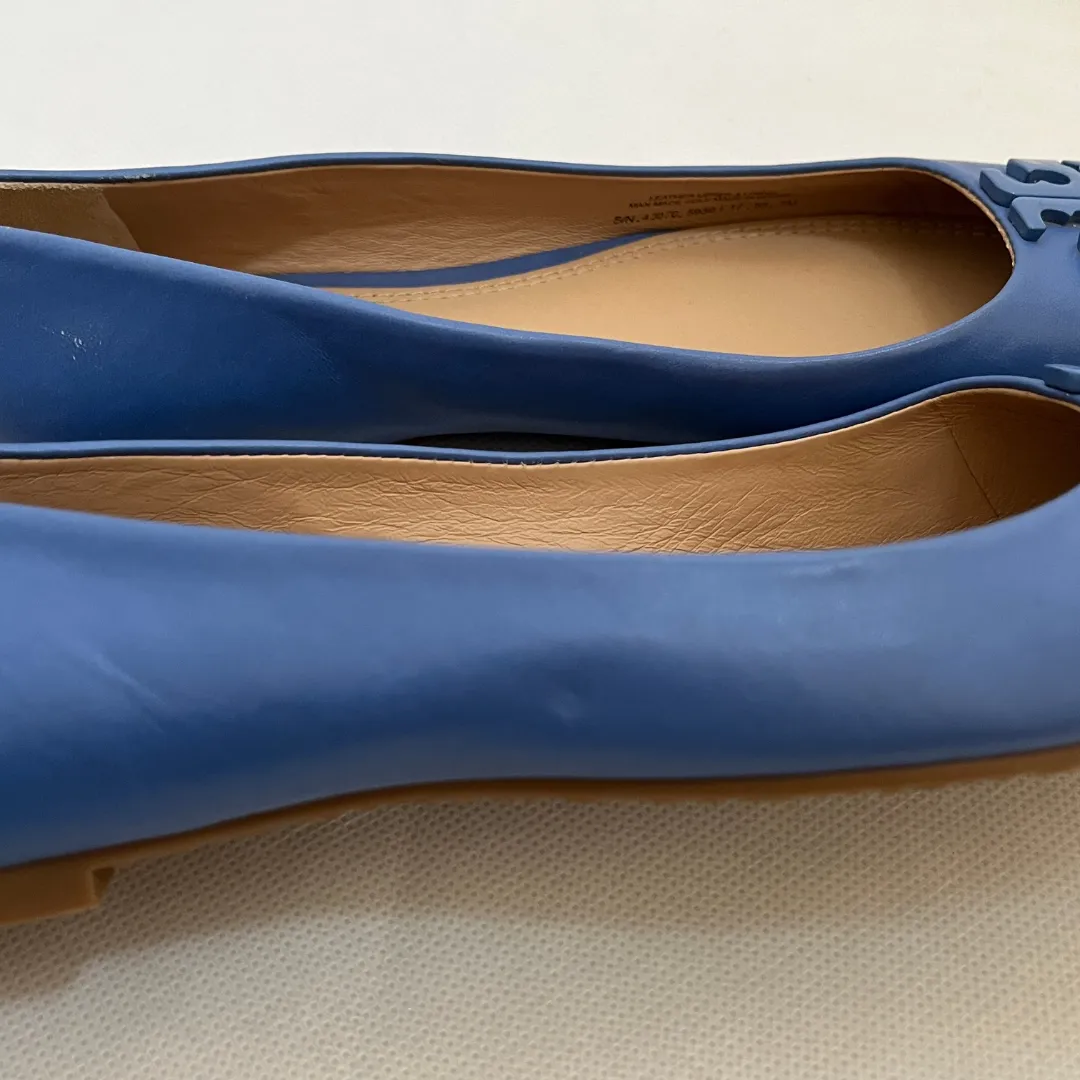 Tory Burch Blue Leather Lowell 2 Ballet Flats | Brand New |