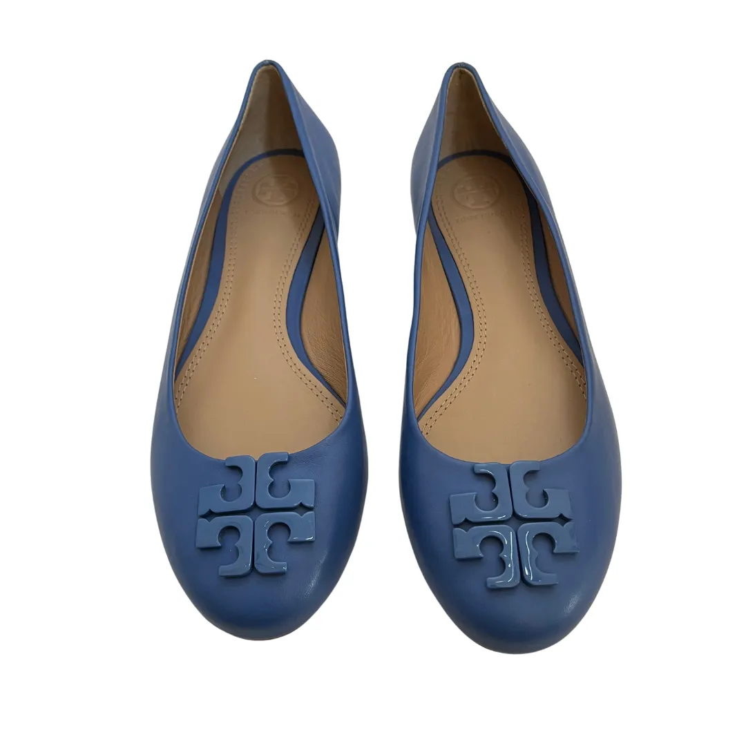 Tory Burch Blue Leather Lowell 2 Ballet Flats | Brand New |