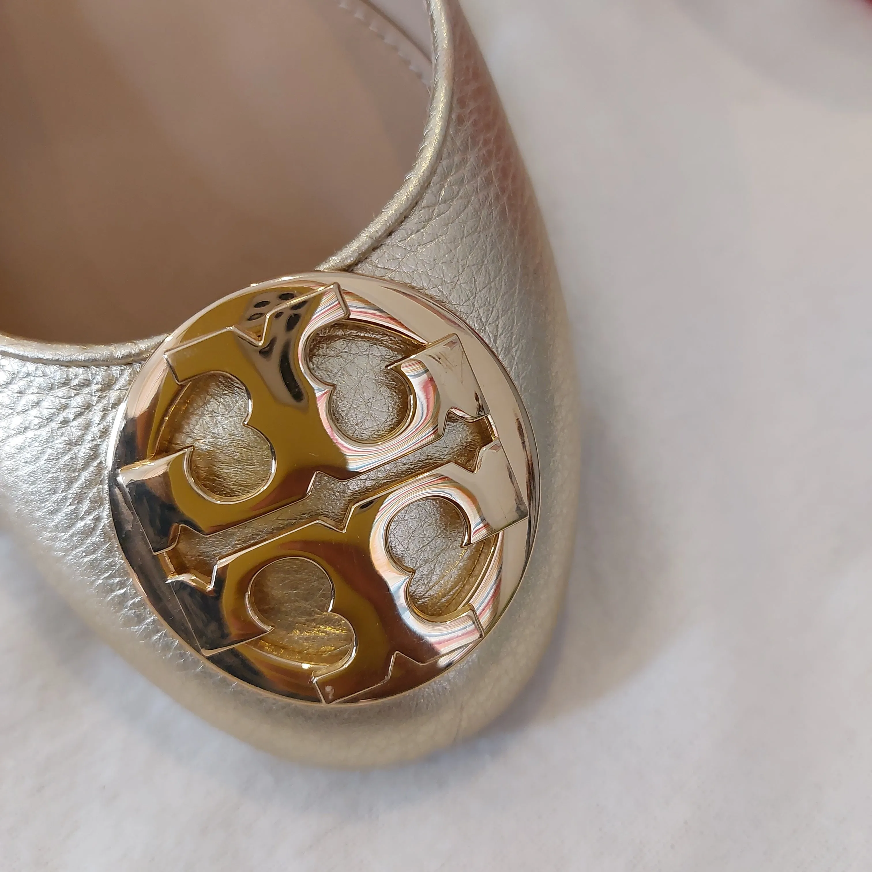 Tory Burch Gold Leather Ballet Flats | Gently Used |