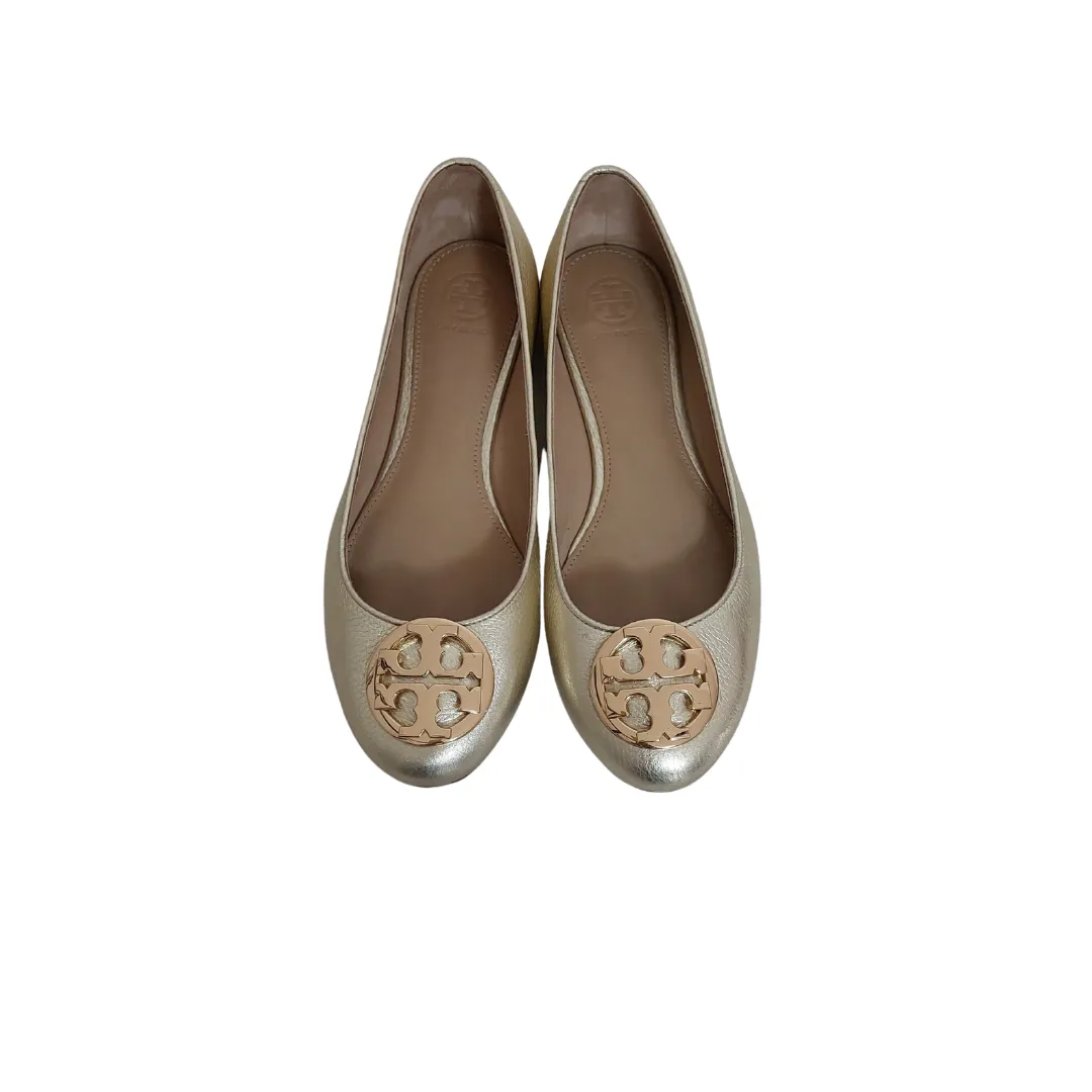 Tory Burch Gold Leather Ballet Flats | Gently Used |