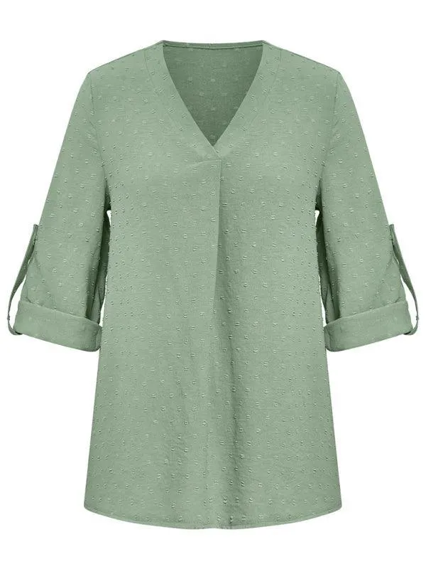 V-Neck Three-Quarter Sleeve Top