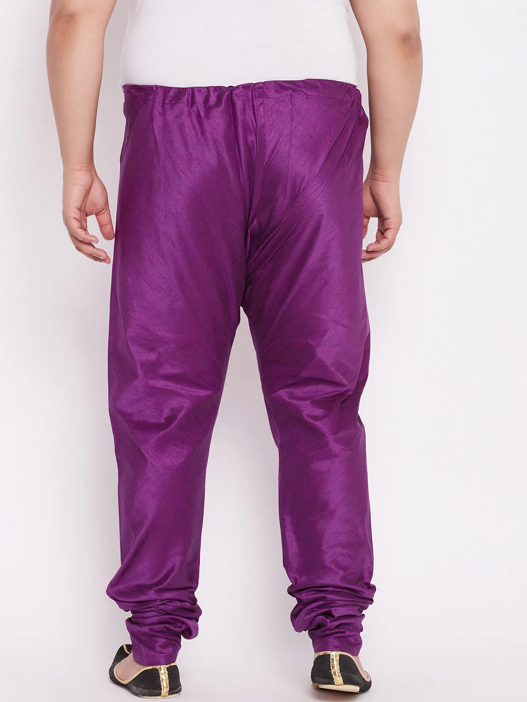 VASTRAMAY  Men's  Plus Size Purple Cotton Silk Blend Pyjama