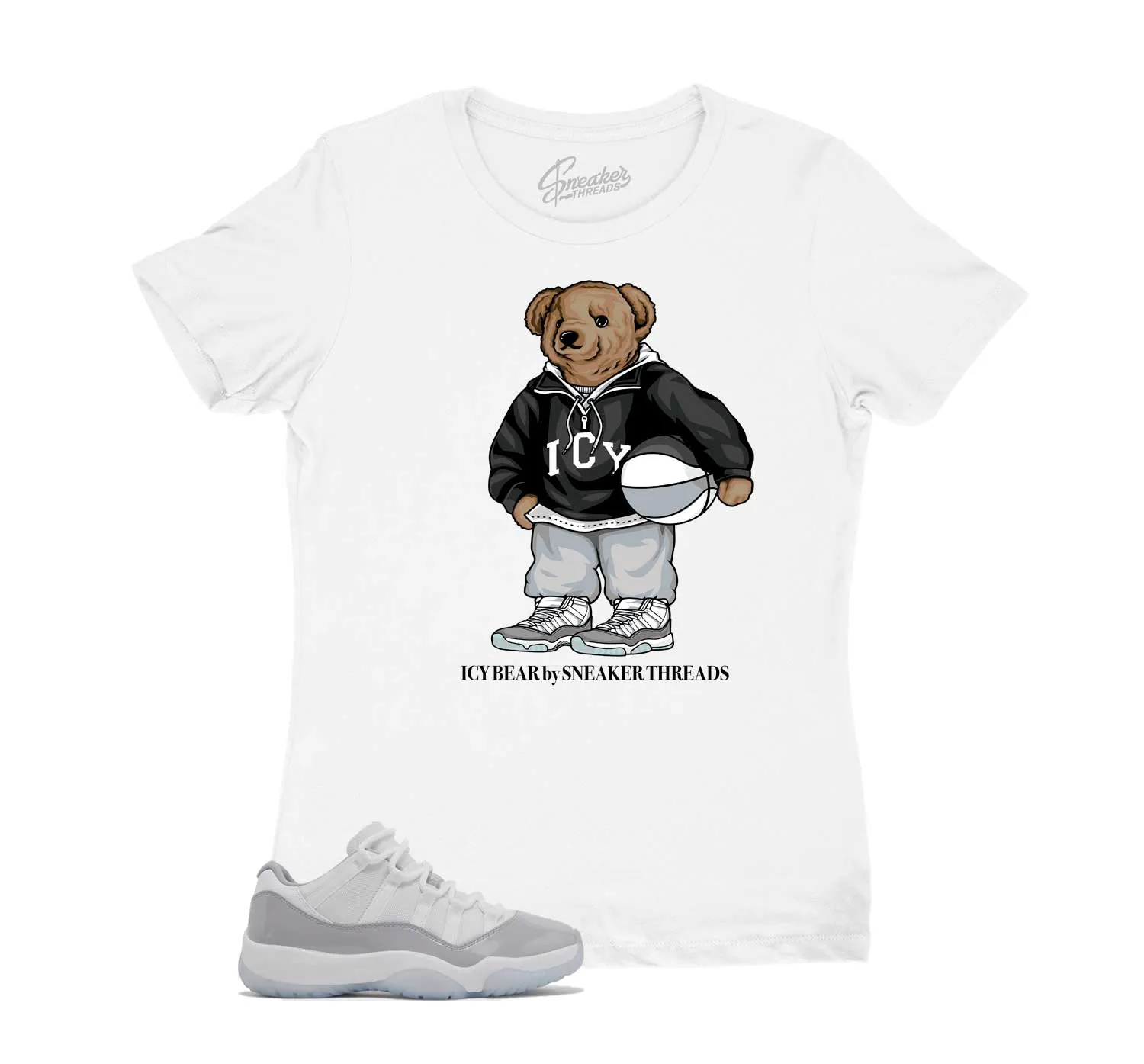 Womens Cement Grey 11 Shirt - Icy Bear - White