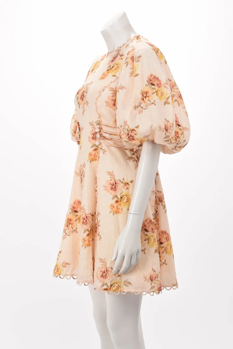 Zimmermann Lemon Rose Linen Rosa Laced Mini Dress 1